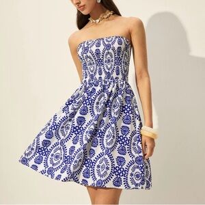 Commense Floral Blue and White Dress